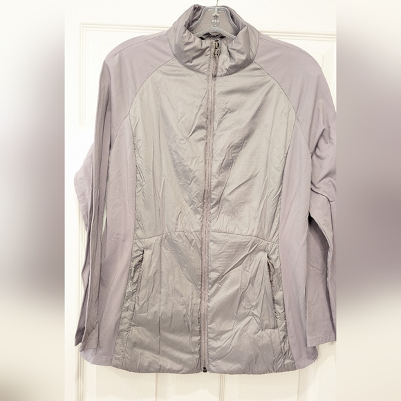 32 Degrees Cool Women's Mixed Media Windbreaker gray Packable jacket coat size L - Picture 2 of 8